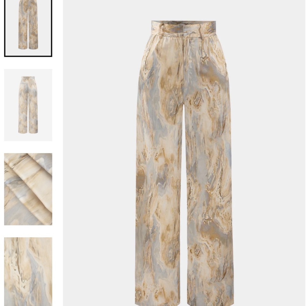 Cider Cream and Gray Wide-Leg Trousers